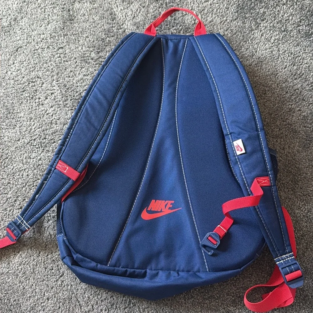 Nike Men's Navy and Red Logo Backpack